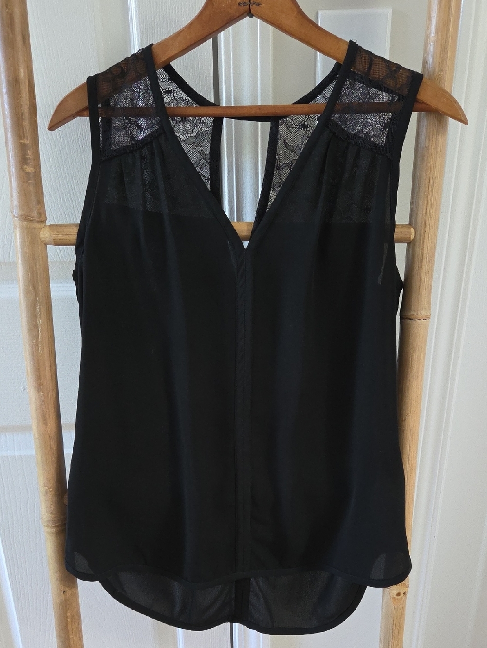 Banana Republic Pieced Lace Tank Black Small Style 182049